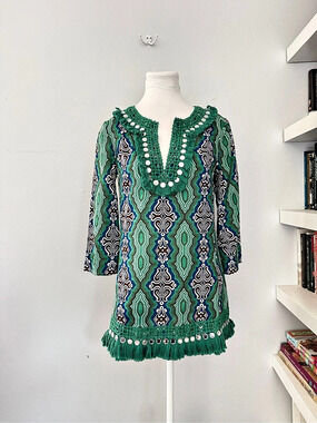 Tory Burch Printed Fringe Tunic size 4